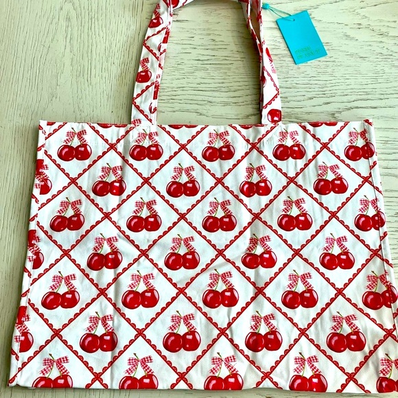 Posh Peanut Handbags - Posh Peanut Red & White Cherry Bows Cloth Tote Travel Diaper Teacher Bag